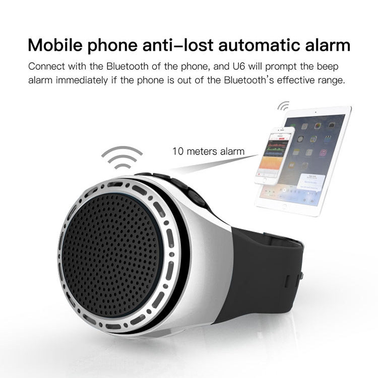 U6 Watch-shaped Wearable Bluetooth Speaker Selfie Sports Smart Speaker(Black) - Mini Speaker by buy2fix | Online Shopping UK | buy2fix