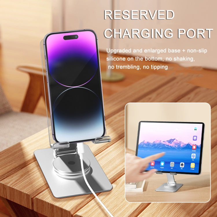 Acrylic Aluminum Alloy Mobile Phone and Tablet Stand Holder with 360-degree Rotating Base(Silver) - Desktop Holder by buy2fix | Online Shopping UK | buy2fix
