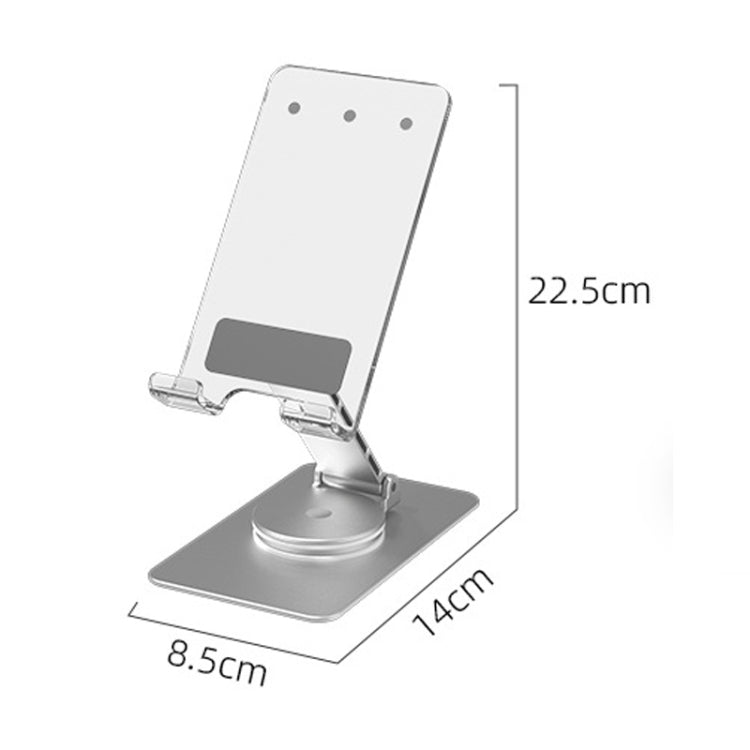 Acrylic Aluminum Alloy Mobile Phone and Tablet Stand Holder with 360-degree Rotating Base(Silver) - Desktop Holder by buy2fix | Online Shopping UK | buy2fix