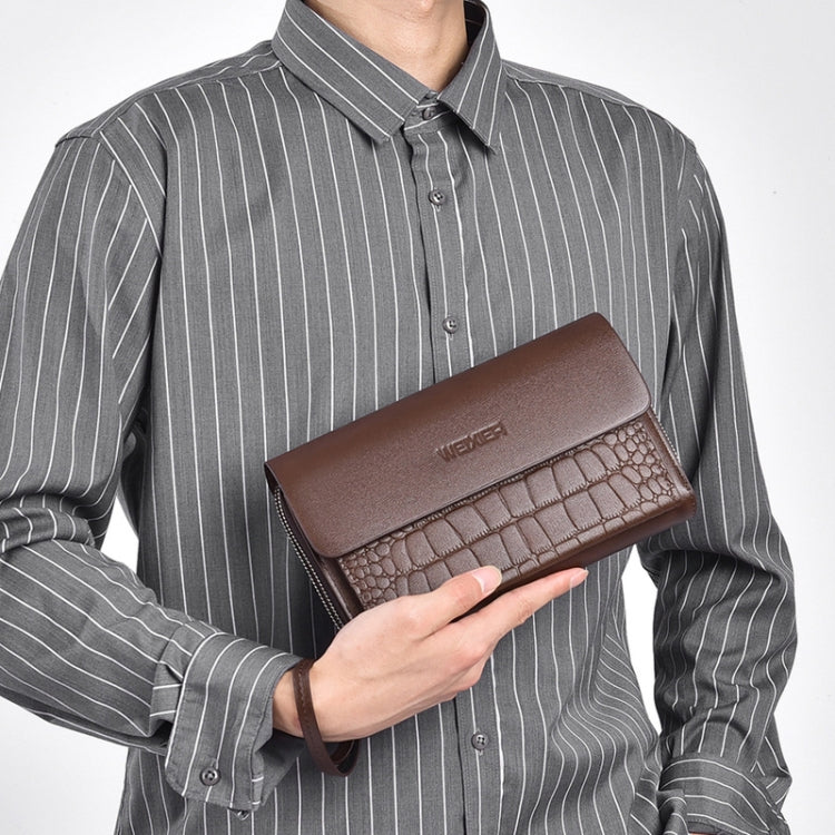 WEIXIER W129 Men Magnetic Buckle Anti-Theft Clutch Bag Large Capacity Multi-Card Wallet(Brown) by WEIXIER