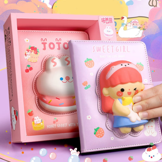 Kabaxiong A5 Size 3D Squishy Destress Cute Notebook Diary 100 Inner Pages(Sweet Girl) by Kabaxiong