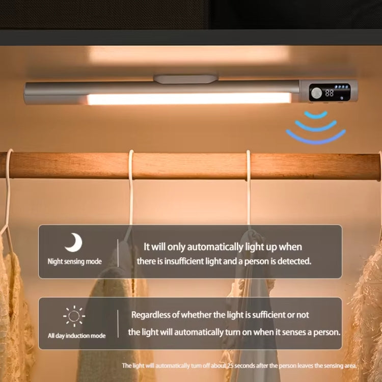 Rechargeable Under Cabinet LED Motion Sensor Night Light with Digital Display 2000mAH(Black) - Sensor LED Lights by buy2fix | Online Shopping UK | buy2fix