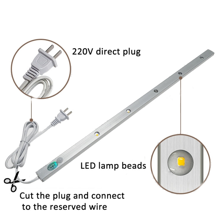 220V CN Plug Motion Sensor Wardrobe Cabinet Lamp LED Light Bar, Spec: White 60cm - Sensor LED Lights by buy2fix | Online Shopping UK | buy2fix