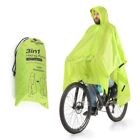 Naturehike 210T Plaid Outdoor Rain Poncho 3 In 1 Canopy Riding Travel Portable Backpacking Raincoat(Green) by Naturehike