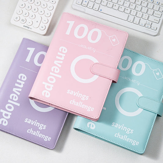 A5 100 Day Savings Challenge Envelope Budget Planner Binder Notebook Handbook, Color: Words Black by buy2fix