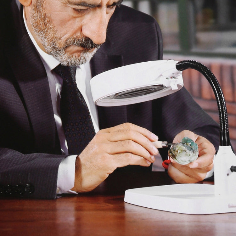 Desktop With 21 LED Lights 10X HD Reading Repair Metal Hose Magnifier(US Plug) by buy2fix