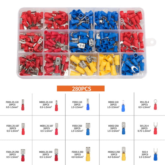 280pcs /Set Cold Pressed Terminal Block Connector Assembly Set by buy2fix