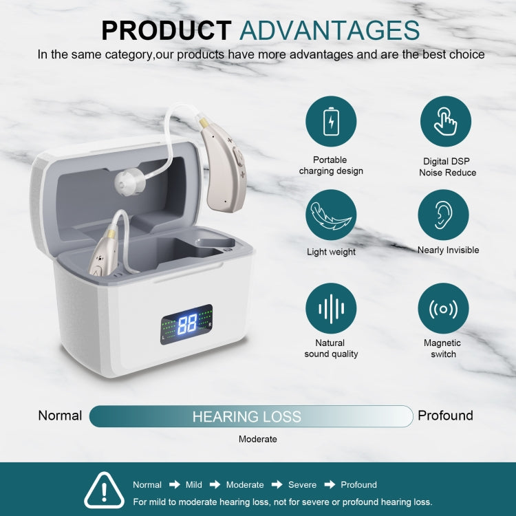 Z-126 Rechargeable Digital Display Hearing Aid Ear-hanging Sound Amplifier(Silver) - Hearing Aids by buy2fix | Online Shopping UK | buy2fix