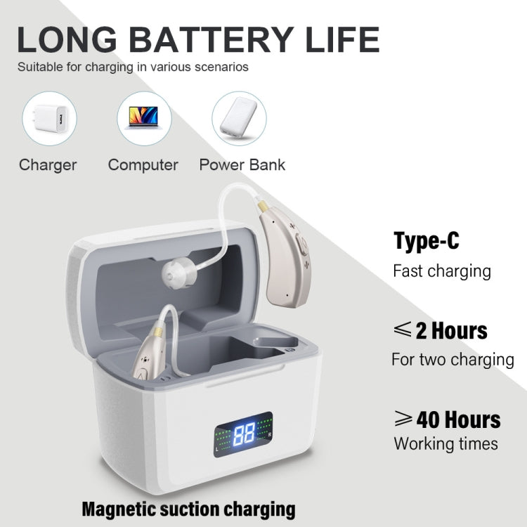 Z-126 Rechargeable Digital Display Hearing Aid Ear-hanging Sound Amplifier(Silver) - Hearing Aids by buy2fix | Online Shopping UK | buy2fix