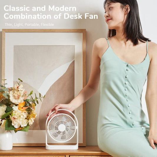 JisuLife FA19 4000mAh Wireless Rechargeable Desktop Mini Fan Silent Portable Fan(White) by Jisulife