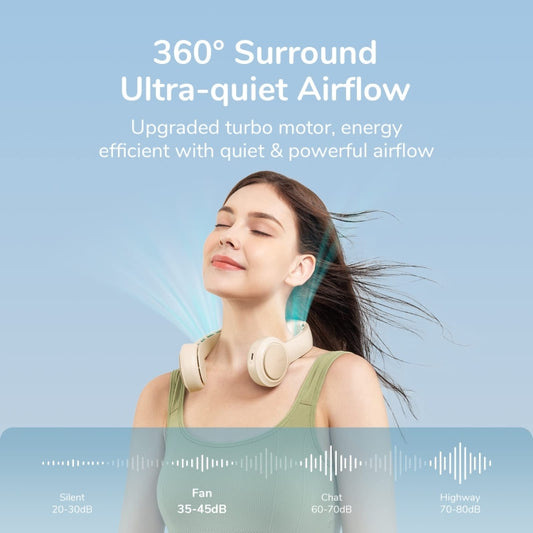 JisuLife FA31 USB Rechargeable Hanging Neck Mini Fan Bladeless Cooling Outdoor High Wind Power Electric Fan(Mint Green) by Jisulife