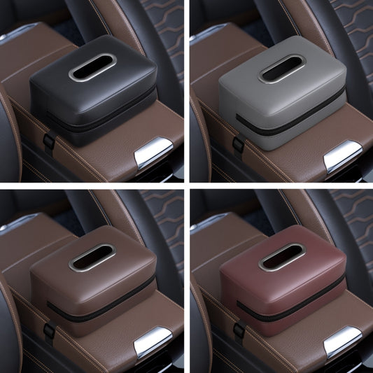 Car Seat Armrest Tissue Box Sun Visor Seat Back Hanging Paper Bag(Gray) by buy2fix