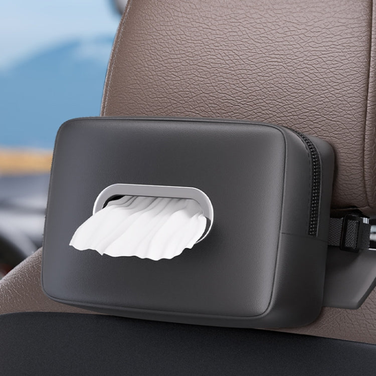 Car Seat Armrest Tissue Box Sun Visor Seat Back Hanging Paper Bag(Gray) by buy2fix