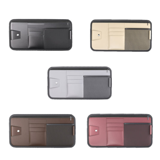 Car Sun Visor Card Glasses Holder Zipper Storage Bag(Beige) by buy2fix