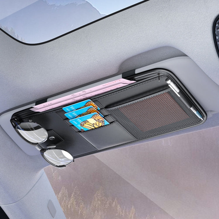 Car Sun Visor Card Glasses Holder Zipper Storage Bag(Gray) by buy2fix
