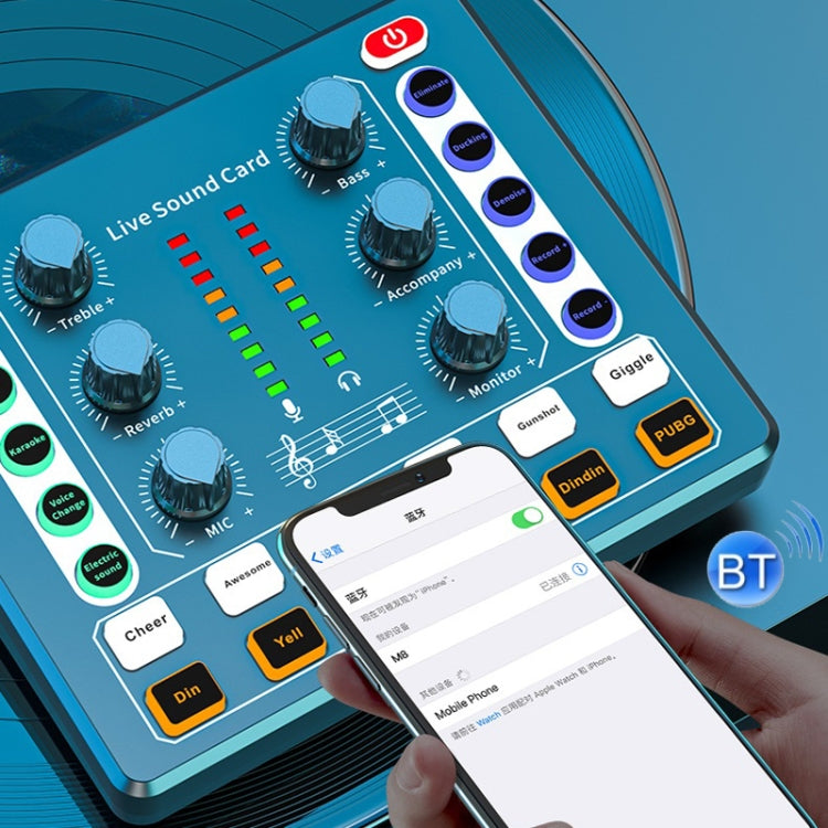 M8 Recording And Singing Live Bluetooth Sound Card Set, Color: Black+Gold Cantilever by buy2fix