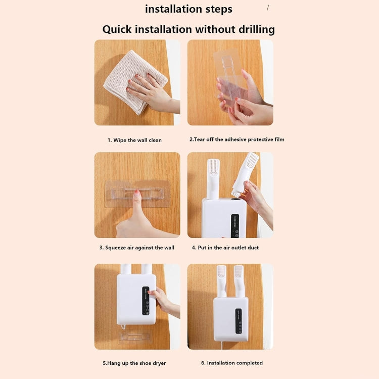 140W Boot Dryer Wall Mounted Shoes Warmer Heater, 3 Gear Timing, 360 Degree Rotating Air Outlet US Plug(Black) by buy2fix