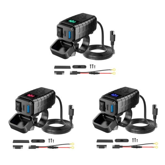 PD3.0 Motorcycle USB Mobile Phone Charger Digital Voltage Meter with Switch(Green Screen) by buy2fix