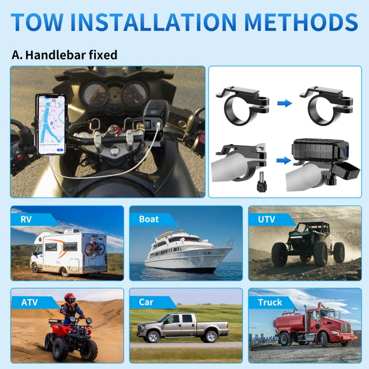 PD3.0 Motorcycle USB Mobile Phone Charger Digital Voltage Meter with Switch(Green Screen) by buy2fix