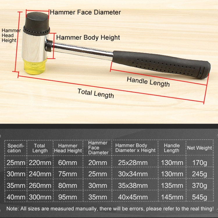 30mm No Bounce Mounting Hammer Handmade DIY Double Face Tap Rubber Hammer by buy2fix