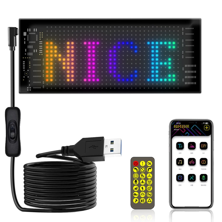 7x17.3cm(16 x 32 LEDs) Car Flexible Display Advertising Screen APP Bluetooth Smart Screen - Car Monitor by buy2fix | Online Shopping UK | buy2fix