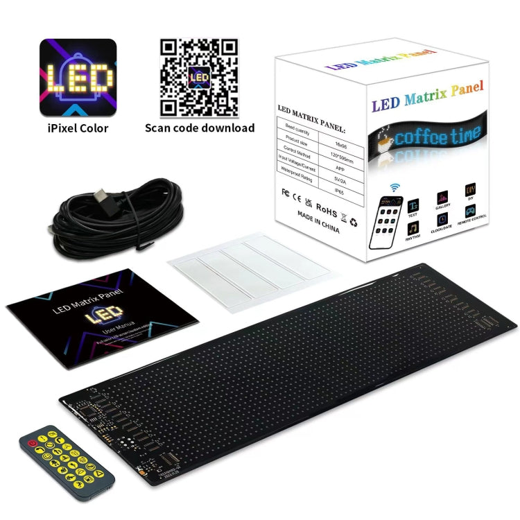 9.2x37.4cm(16 x 64 LEDs) Car Flexible Display Advertising Screen APP Bluetooth Smart Screen - Car Monitor by buy2fix | Online Shopping UK | buy2fix
