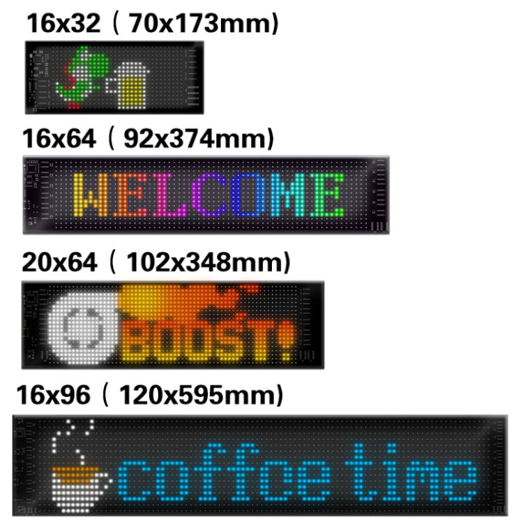 9.2x37.4cm(16 x 64 LEDs) Car Flexible Display Advertising Screen APP Bluetooth Smart Screen - Car Monitor by buy2fix | Online Shopping UK | buy2fix