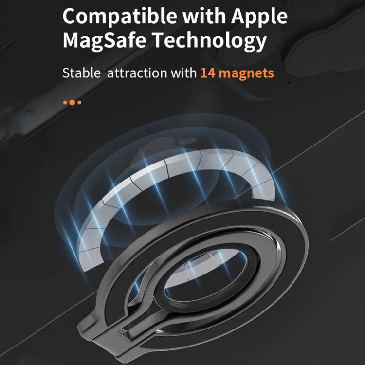Magnetic Mobile Phone Holder Zinc Alloy Phone Finger Ring Bracket With Silicone Ring Guard(Silver+Orange) - Ring Holder by buy2fix | Online Shopping UK | buy2fix