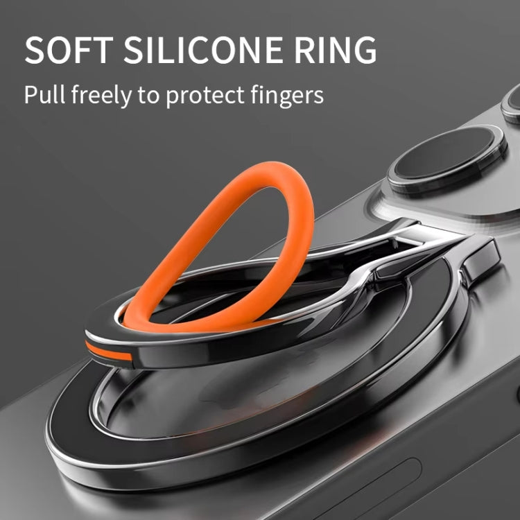 Magnetic Mobile Phone Holder Zinc Alloy Phone Finger Ring Bracket With Silicone Ring Guard(Silver+Orange) - Ring Holder by buy2fix | Online Shopping UK | buy2fix