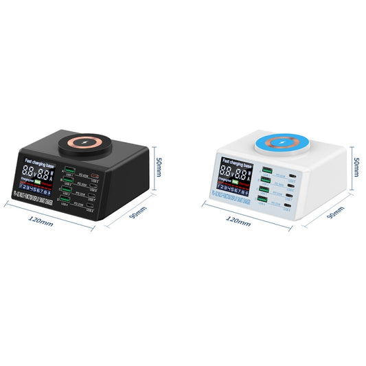 X9M 9-in-1 110W USB+PD Smart Multi-ports QI Magnetic Wireless Charger, Spec: White UK Plug by buy2fix