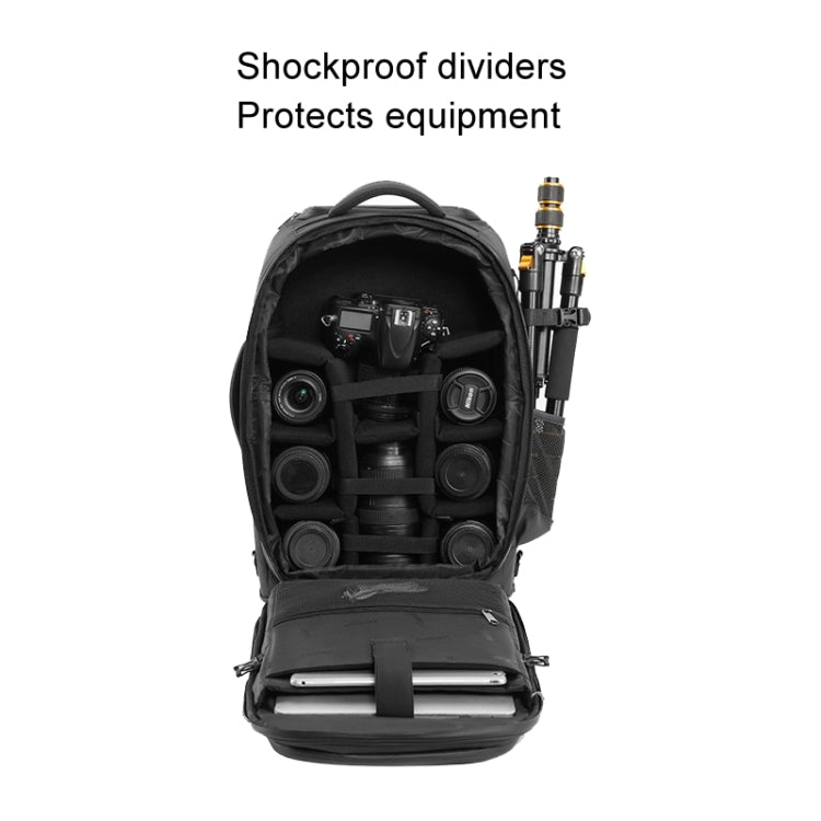 Cwatcun D136 Generation 1 Large Camera Trolley Shoulder Bag Large Capacity Outdoor Photography Storage Case(Black) - Backpack by Cwatcun | Online Shopping UK | buy2fix