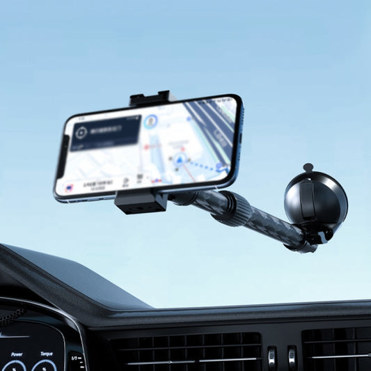 Telescopic Car Phone Mount Extension Arm Double Jointed Swivel Carbon Fiber Bracket Connecting Rod, Model: 217-300mm For 20mm Ball Head by buy2fix