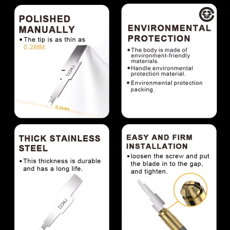 BAKU BA-214 Multi-Function LCD Repair Scraper 0.2mm Thickness Screen CPU Glue Remover Tool by BAKU