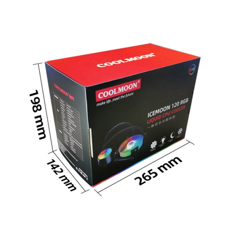 COOLMOON RGB120 5V ARGB Integrated Single Row Multi-Platform CPU Cooler(Black) by COOLMOON