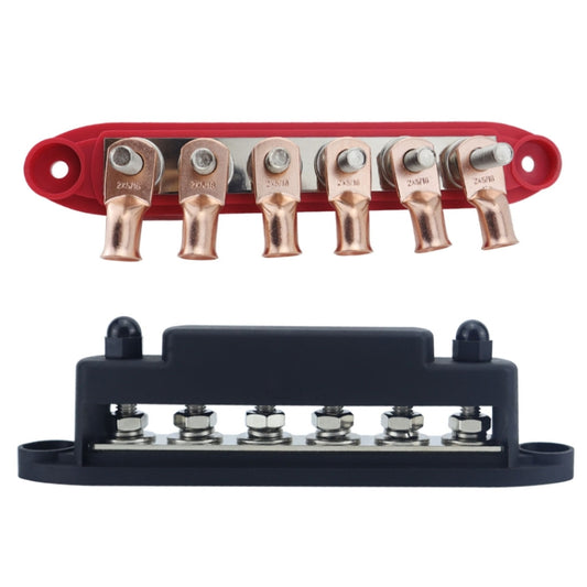 M8 Nylon Base RV Yacht Waterproof Dustproof Cover 6-post Bus Bar, Color: Red With Terminal Heat Shrink Tube by buy2fix