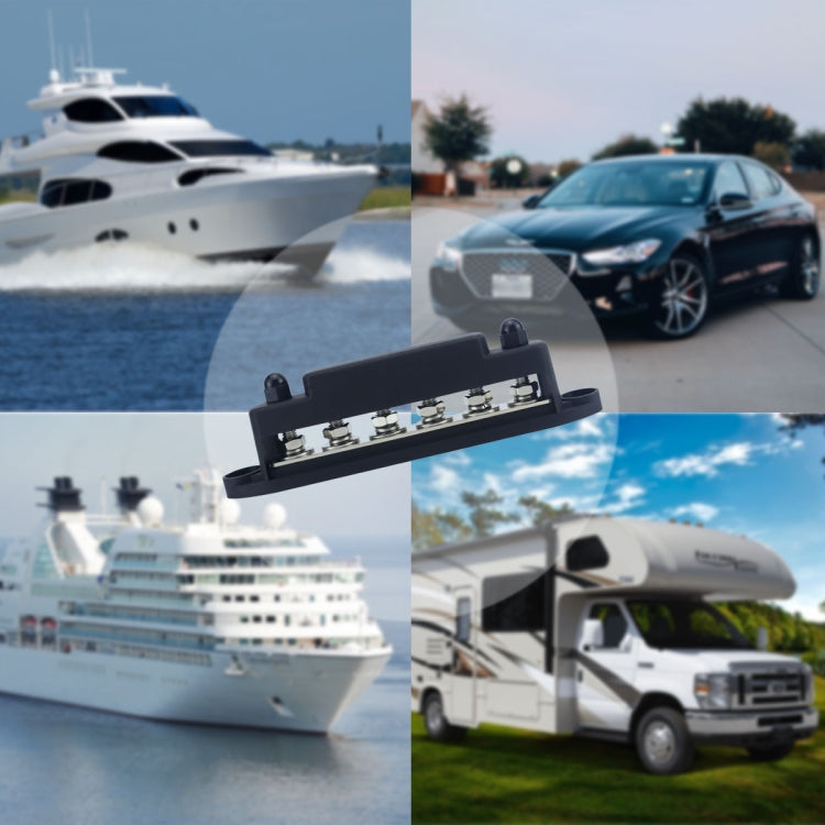 M8 Nylon Base RV Yacht Waterproof Dustproof Cover 6-post Bus Bar, Color: Black With Terminal Heat Shrink Tube by buy2fix