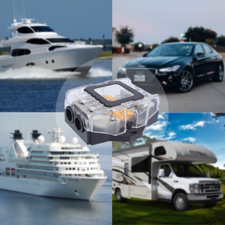 80A Car Audio Amplifier Modified Solid Brass Fuse Holder With Transparent Cover, Specifications: 4-way by buy2fix