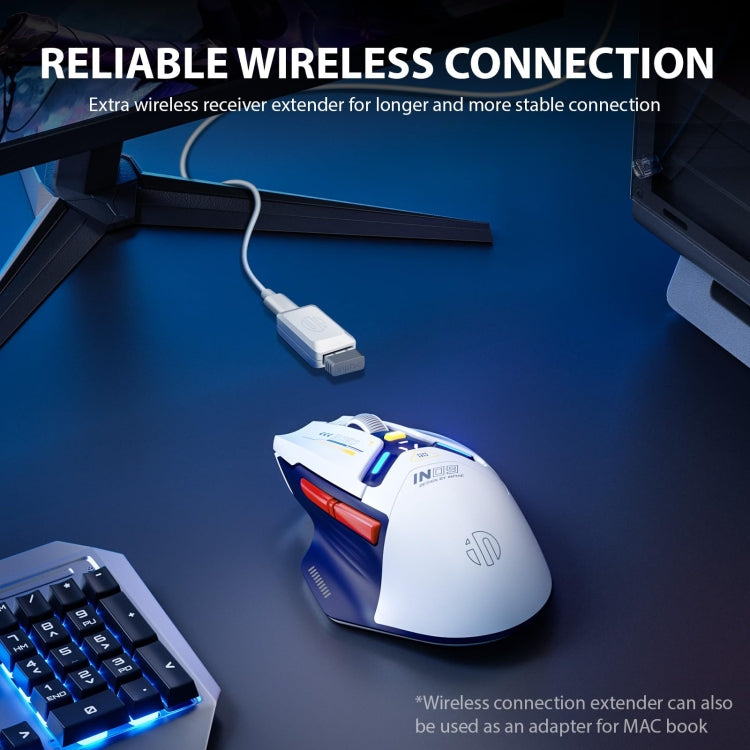 Inphic IN9 Tri-mode Wireless Bluetooth Gaming Office Computer Mouse(White Silent Edition) by Inphic