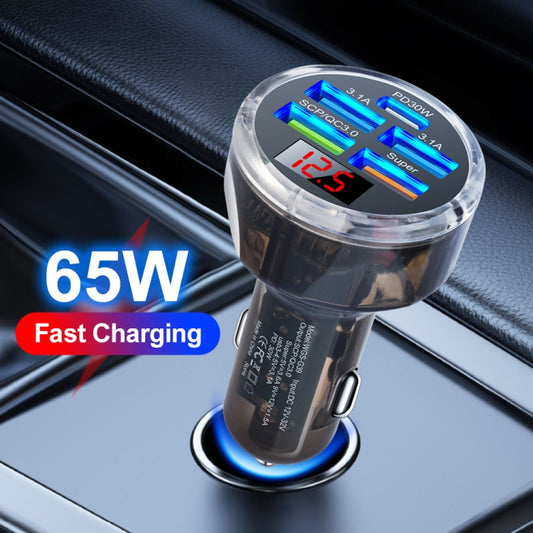 5 in 1 3-line Multi-port Car Charger With Digital Voltage Display(Boxed) by buy2fix