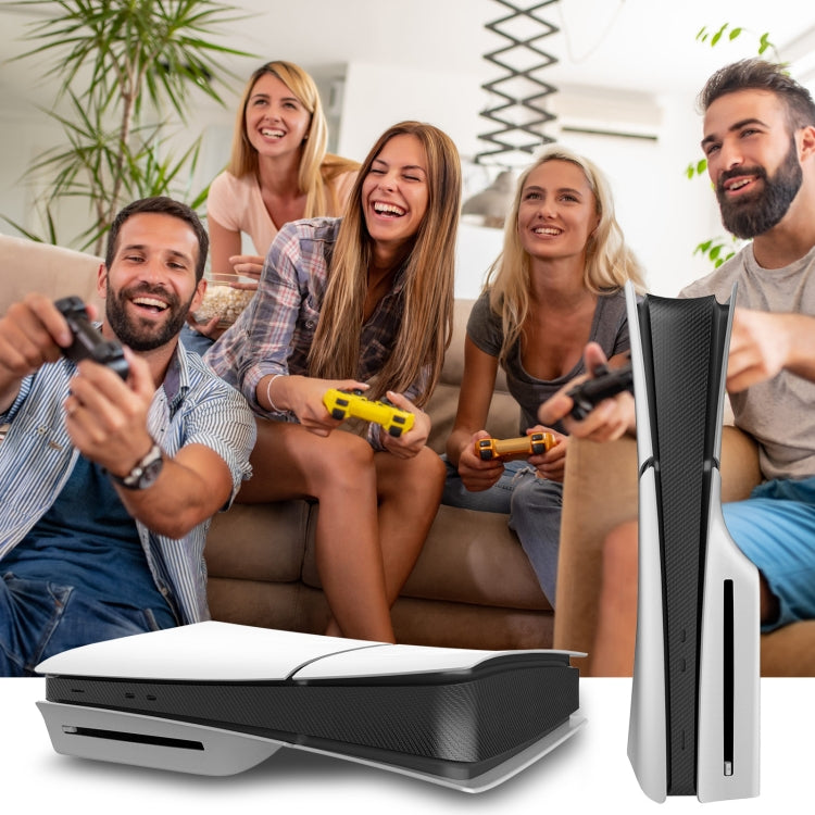 For PS5 Slim Console Middle Sticker Scratch Resistant Digital Optical Drive Version Universal Sticker, Color: Carbon Fiber Dark Blue by buy2fix