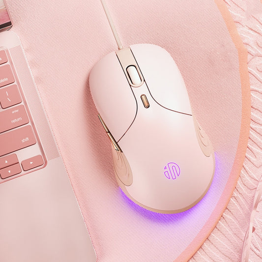 Inphic B8 Mute Light Emitting Wired Mice Home Office Gaming Computer Mouse(Milk Tea Color) by Inphic