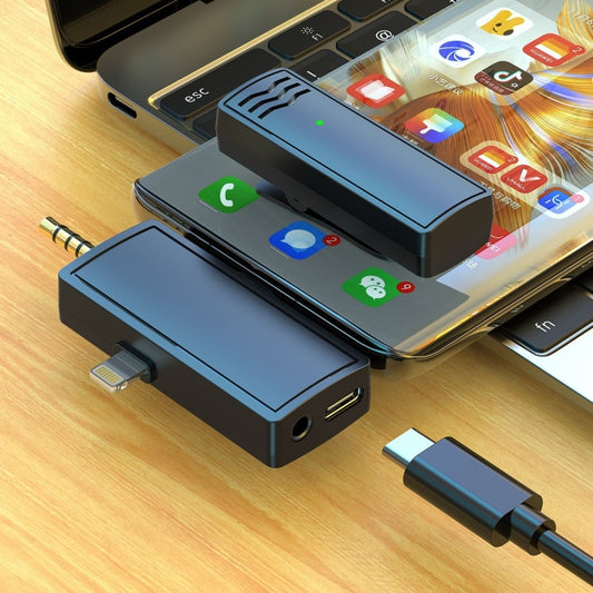 3 In 1 Wireless Lavalier Microphone For iPhone Type-C / USB-C 3.5mm Jack Smartphone SLR Camera PC 1 Drag 1 by buy2fix