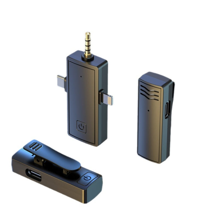 3 In 1 Wireless Lavalier Microphone For iPhone Type-C / USB-C 3.5mm Jack Smartphone SLR Camera PC 1 Drag 2 by buy2fix