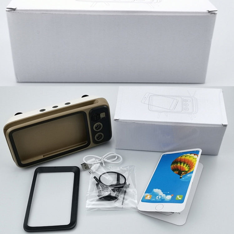 Retro Small TV Desktop Cell Phone Holder With Bluetooth Speaker Player(Brown) - Desktop Holder by buy2fix | Online Shopping UK | buy2fix