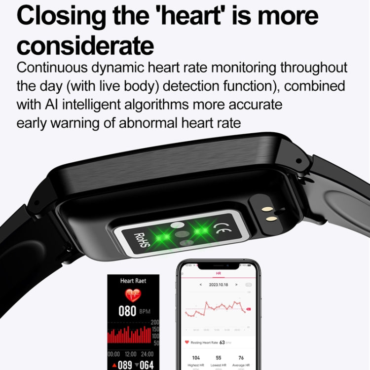 Uric Acid Blood Lipid Noninvasive Blood Sugar Heart Rate Oxygen Temperature Monitoring Smart Healthy Sports Bracelet(Black) - Smart Wristbands by buy2fix | Online Shopping UK | buy2fix