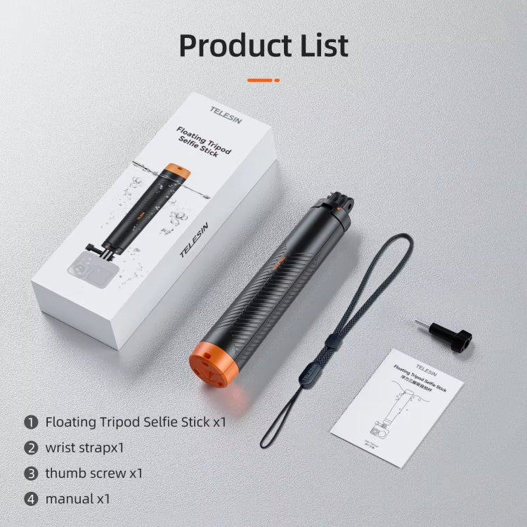 TELESIN 61cm Underwater Buoyancy Bar Retractable Selfie Stick Tripod For GoPro Insta360 DJI OSMO Action Camera by TELESIN