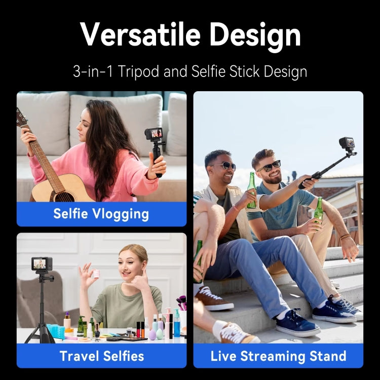 TELESIN Mini Selfie Stick Quick Release Tripod 15-40cm Adjustable Bracket For Sports Camera by TELESIN