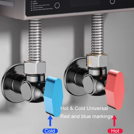 Copper High Flow 4-point Ball Valve Hot Cold Water Gas Water Heater Full Open Triangle Valve, Color: Gray Blue Label Cold Water by buy2fix