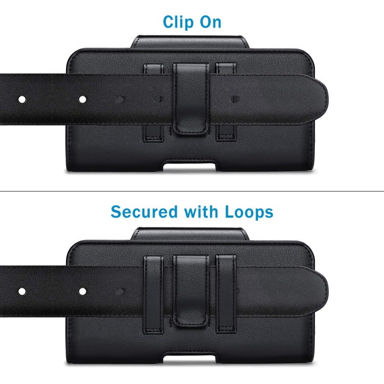NUOKU 5.5-6.7 Inch Dual Phone Belt Clip Carrying Pouch Litchi Texture Leather Phone Case(Black) - by NUOKU | Online Shopping UK | buy2fix