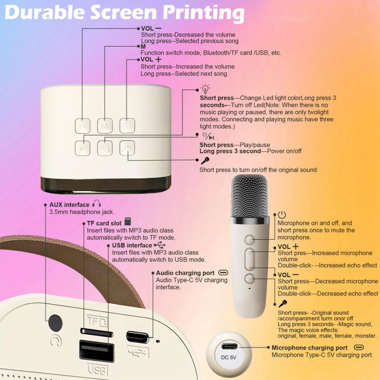 Outdoor Home Portable Wireless Karaoke Sound Cell Phone Integrated Microphone Smart Speaker, Style: With Dual Mic Blue - Mini Speaker by buy2fix | Online Shopping UK | buy2fix